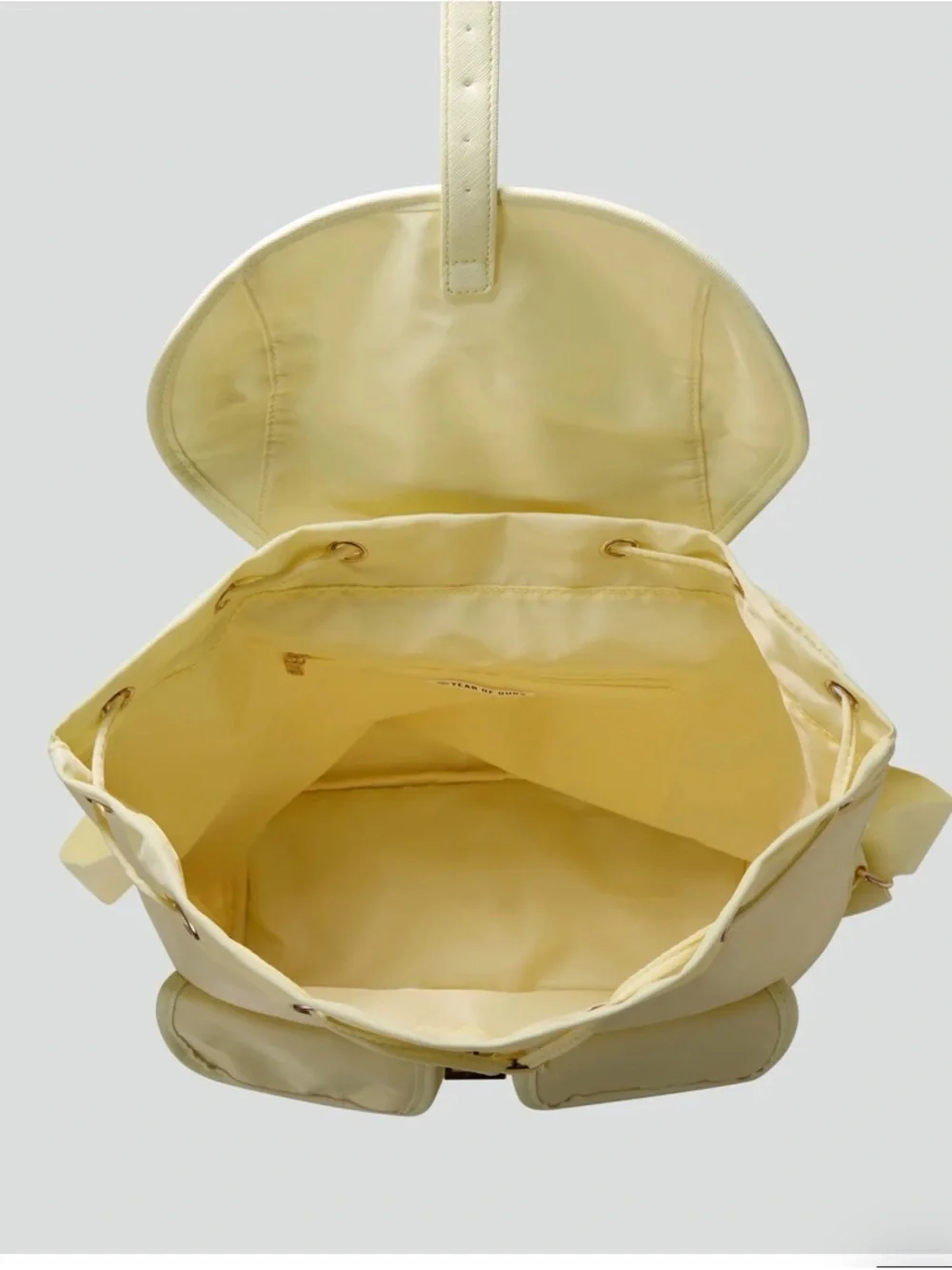 Year of Ours Backpack with Front Pockets- Baby Yellow . Rose Gold Hardware - Picture 7 of 13